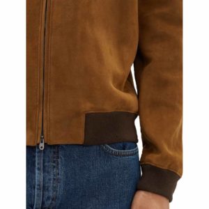 Danny Suede Brown Leather Bomber Jacket for Men