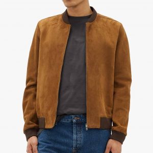 Danny Suede Brown Leather Bomber Jacket for Men