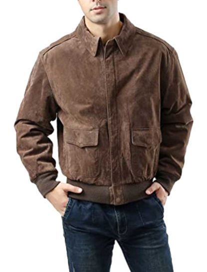 Flight Suede Brown A-2 Bomber Aviator Leather Jacket