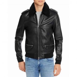 Johnny Black G-1 Leather Bomber Aviator Jacket with Fur