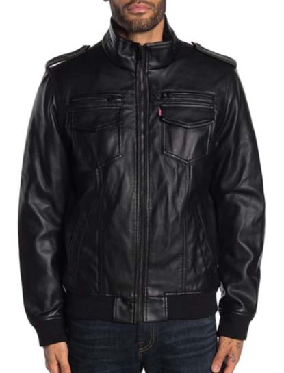 Lewis Black Leather Bomber Jacket