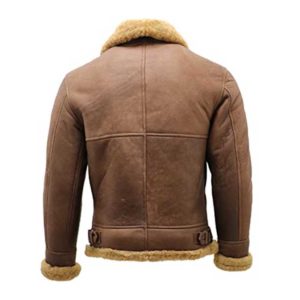 Randy Brown B-3 Bomber Aviator Leather Jacket with Faux Fur