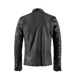 Basic Distressed Black Moto Cafe Racer Biker Leather Jacket
