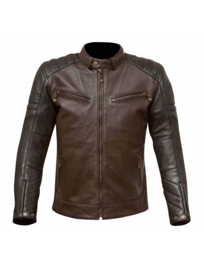 Chase Brown Moto Cafe Racer Biker Leather Jacket