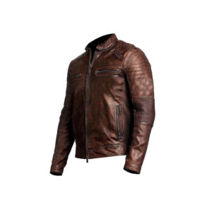 Colin Vintage Brown Cafe Racer Biker Leather Jacket