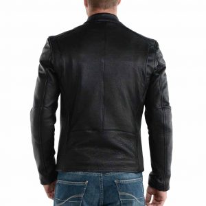 Dally Black Moto Cafe Racer Biker Leather Jacket