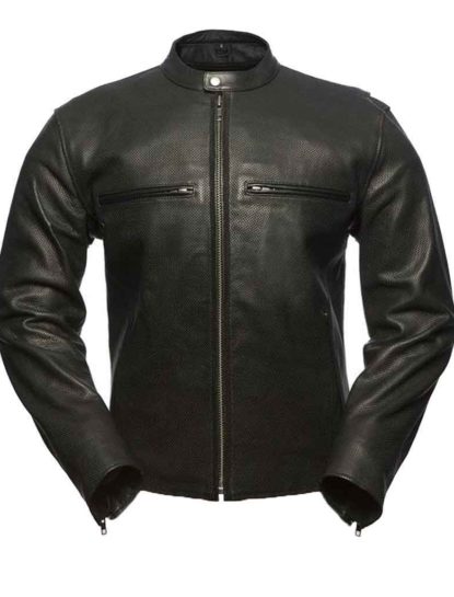 Jamie Black Moto Cafe Racer Biker Leather Jacket