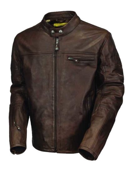 Ronny Brown Moto Cafe Racer Biker Leather Jacket