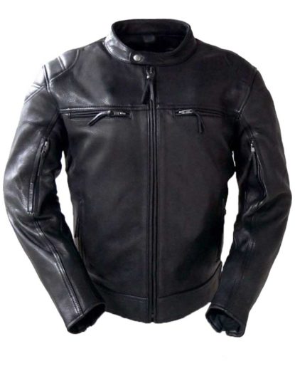 Rony Black Moto Cafe Racer Biker Leather Jacket