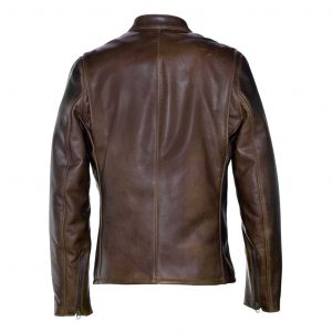 Shot Brown Moto Cafe Racer Biker Leather Jacket