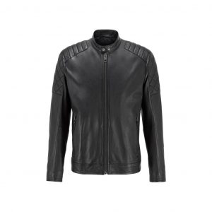 Tommy Black Moto Cafe Racer Biker Leather Jacket