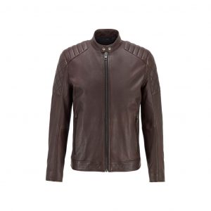 Tommy Brown Moto Cafe Racer Biker Leather Jacket