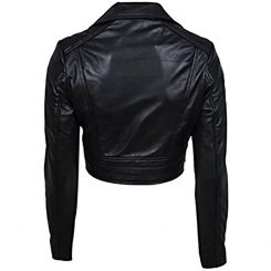 Amelia Black Cropped Biker Leather Jacket