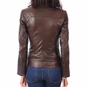 Ava Brown Double Rider Biker Leather Jacket