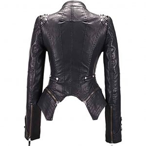 Camila Black Studded Biker Leather Jacket