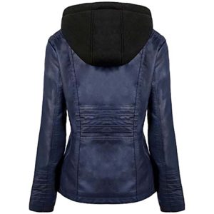 Jane Blue Hooded Leather Jacket