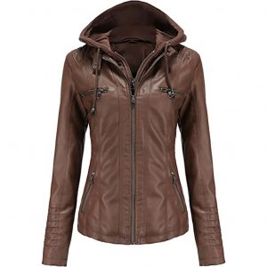 Jane Brown Hooded Leather Jacket
