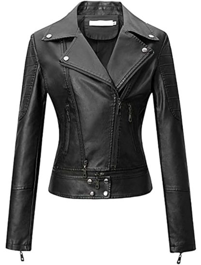 Sophia Black Double Rider Biker Leather Jacket