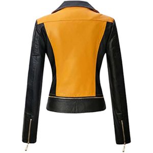 Sophia Yellow Double Rider Biker Leather Jacket