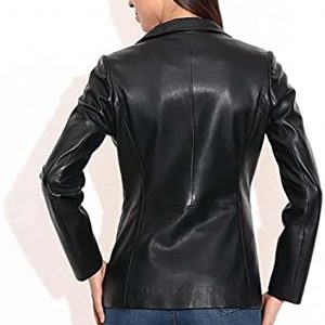 Stephnie Black Leather Blazer