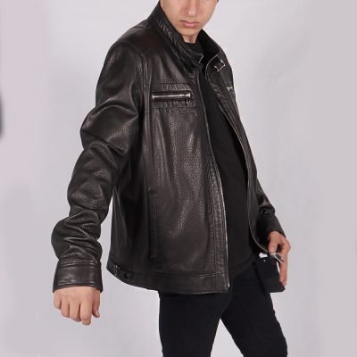 Abraham Black Leather Biker Jacket