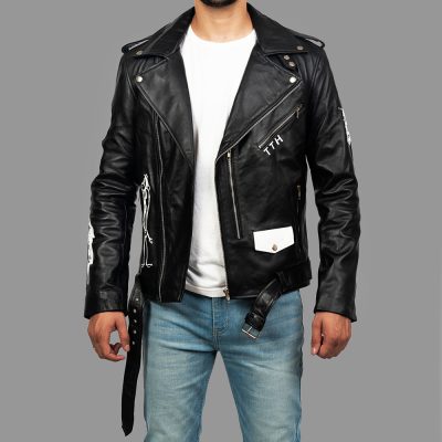 Aiden Black Darkout Leather Biker Jacket