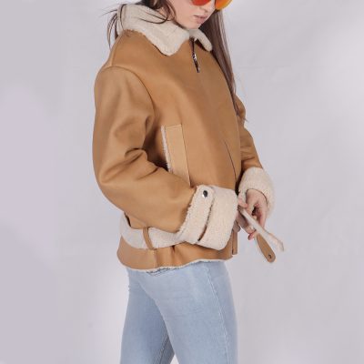 Ainsley Brown Leather Shearling Jacket