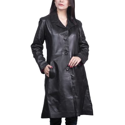 Astrid Black Classic Leather Coat