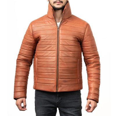 Bart Brown Leather Puffer Jacket