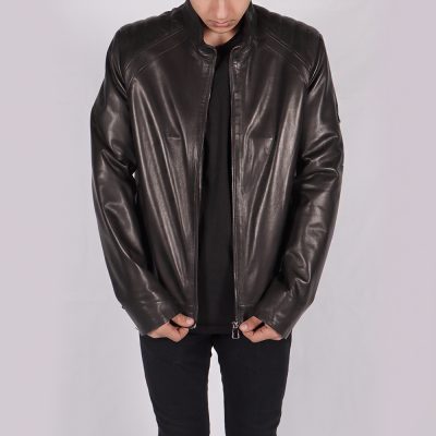 Bryan Black Leather Biker Jacket