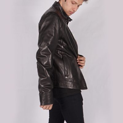 Bryan Black Leather Biker Jacket