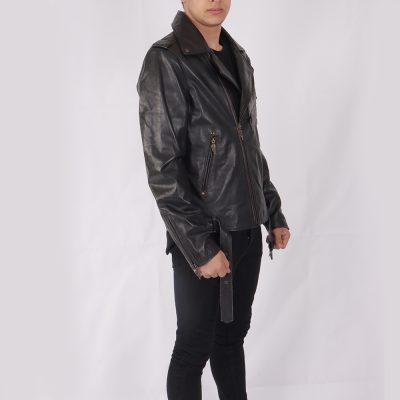 David Black Leather Biker Jacket