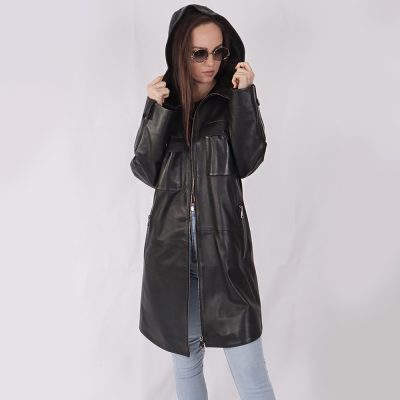 Eleanor Black Leather Coat