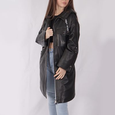 Eleanor Black Leather Coat