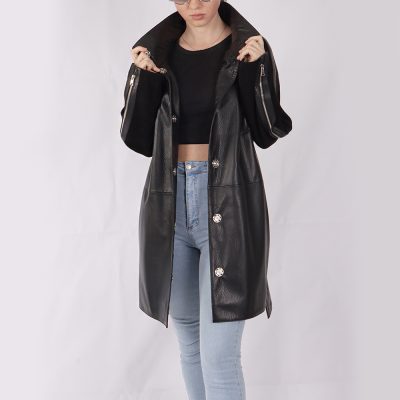 Hailey Black Leather Coat