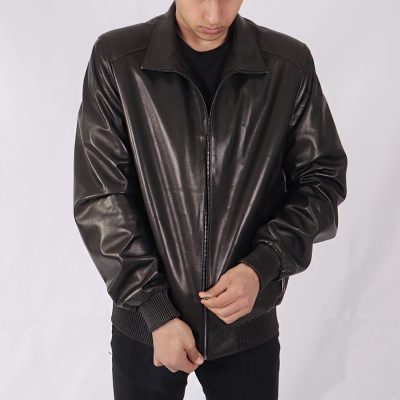 Jackson Black Leather Bomber Jacket