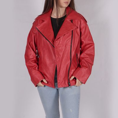 Juliana Red Leather Biker Jacket