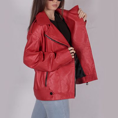 Juliana Red Leather Biker Jacket
