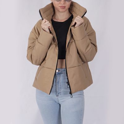 Kinsley Brown Leather Puffer Jacket