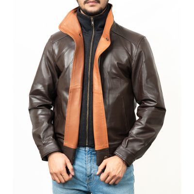 Landon Brown Leather Bomber Jacket