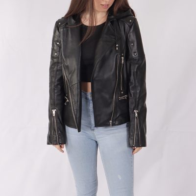 Layla Black Leather Biker Jacket
