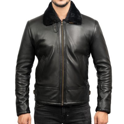 Logan Black Leather Shearling Jacket