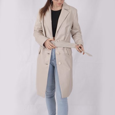 Lucy Beige Leather Coat