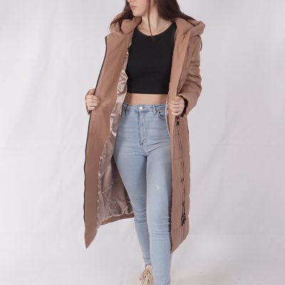 Maggie Brown Leather Puffer Coat