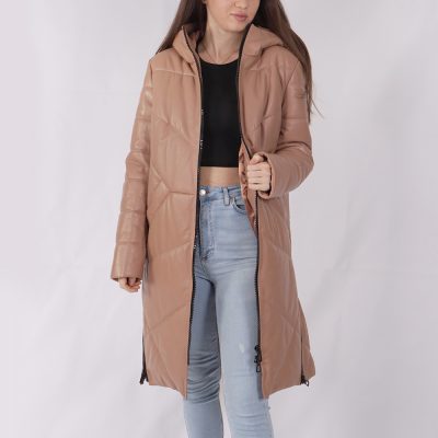 Margot Brown Leather Puffer Coat