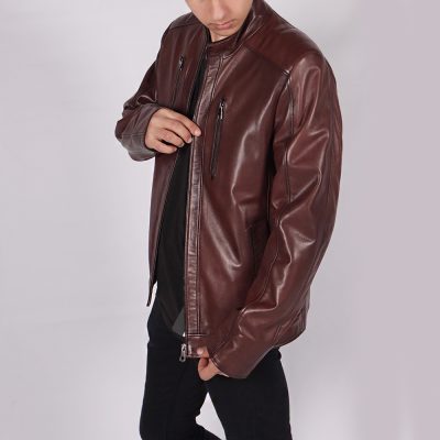 Memphis Brown Leather Biker Jacket