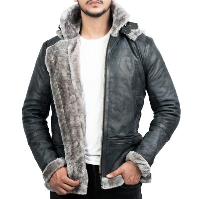 Owen Grey Leather Shearling Jacket