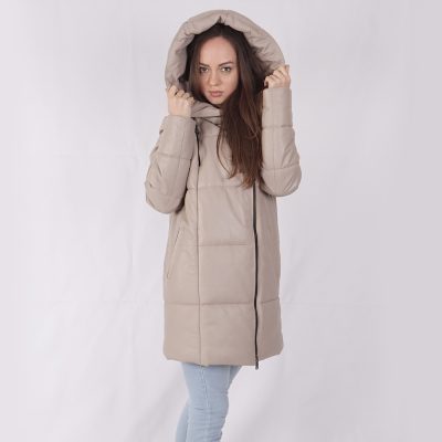 Rosie Grey Leather Puffer Coat