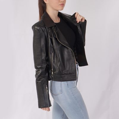 Sadie Black Leather Biker Jacket