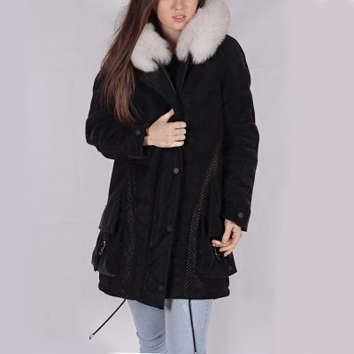 Sasha Black Cotton Puffer Coat